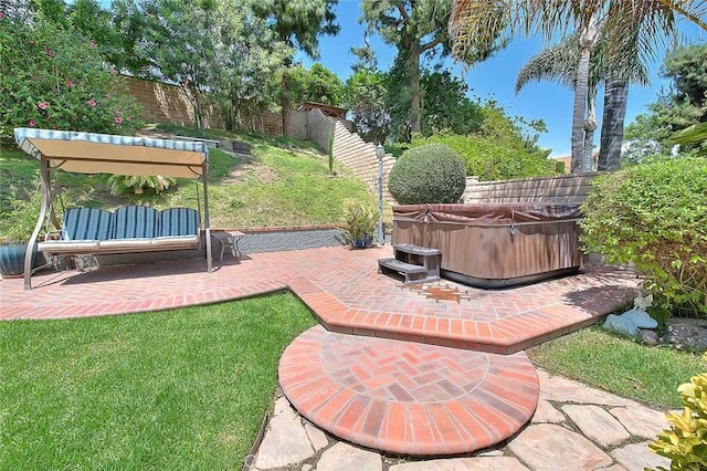 24 Edgebrook Dr, Phillips Ranch, CA 91766 - fenced backyard featuring a hot tub and a patio area