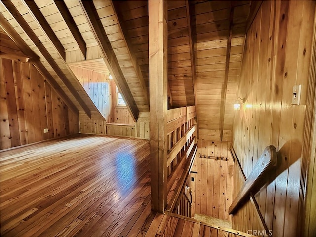 349 Golf Course Rd, Lake Arrowhead, CA 92352 - bonus room featuring wood-type flooring, wooden walls, wooden ceiling, and a relaxing sauna