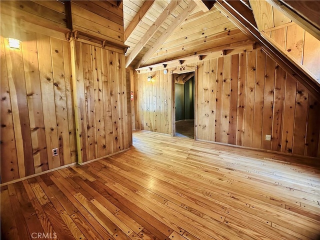 349 Golf Course Rd, Lake Arrowhead, CA 92352 - bonus room featuring hardwood / wood-style flooring, wooden walls, and wood ceiling