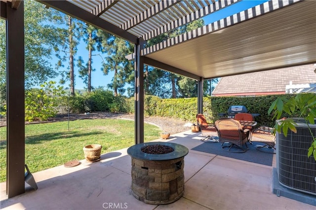 33 Edgebrook Dr, Phillips Ranch, CA 91766 - view of patio / terrace with an outdoor fire pit and a pergola