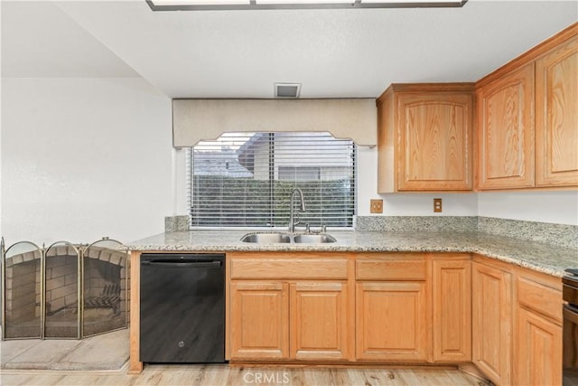33 Edgebrook Dr, Phillips Ranch, CA 91766 - kitchen featuring black dishwasher, light stone counters, and light wood-style floors
