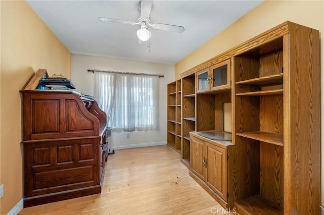 736 Highland Pl, San Dimas, CA 91773 - home office with light wood-type flooring and a ceiling fan