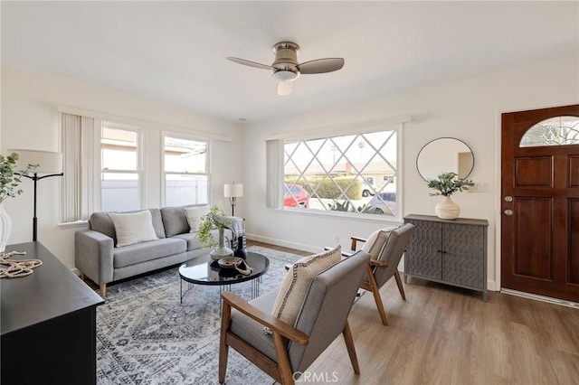 4709 W 149th St, Lawndale, CA 90260 - living room with light wood-style floors and ceiling fan