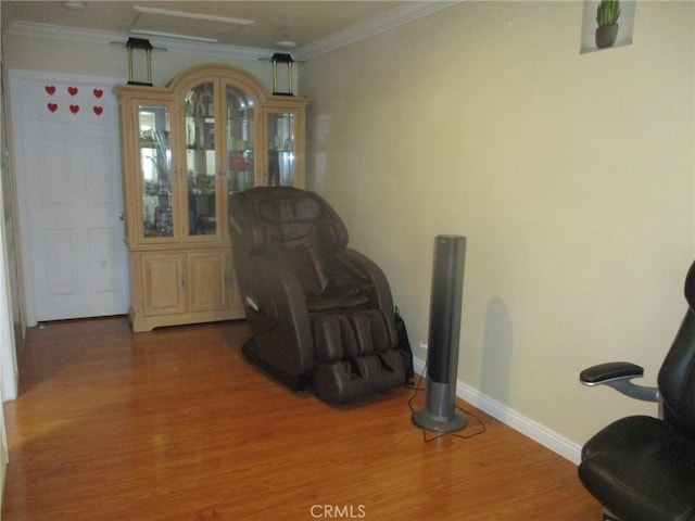 12681 Trask Ave, Garden Grove, CA 92843 - living area featuring wood finished floors and ornamental molding