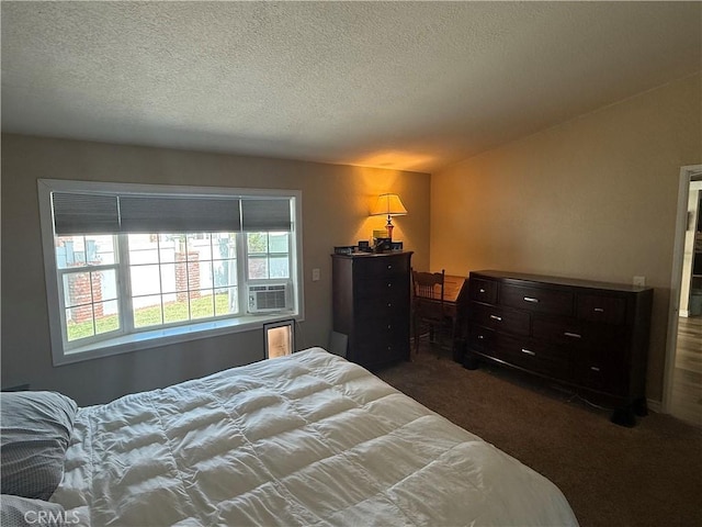 27505 Jasper Way, Castaic, CA 91384 - bedroom featuring cooling unit, dark colored carpet, and a textured ceiling