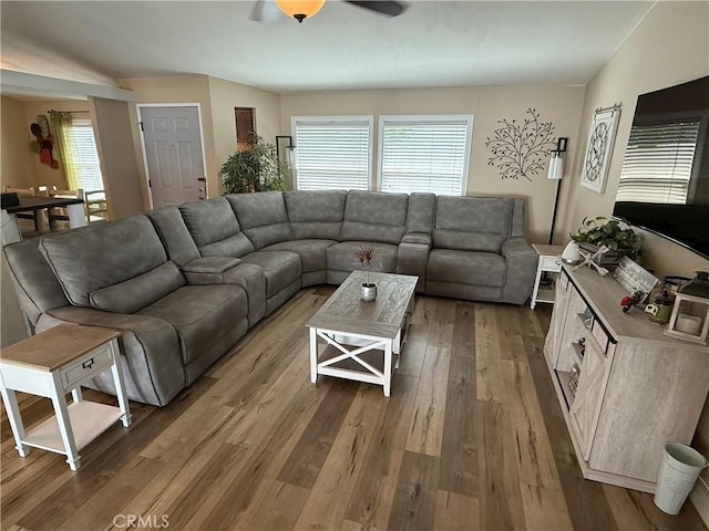 27505 Jasper Way, Castaic, CA 91384 - living room with healthy amount of natural light, wood finished floors, and ceiling fan