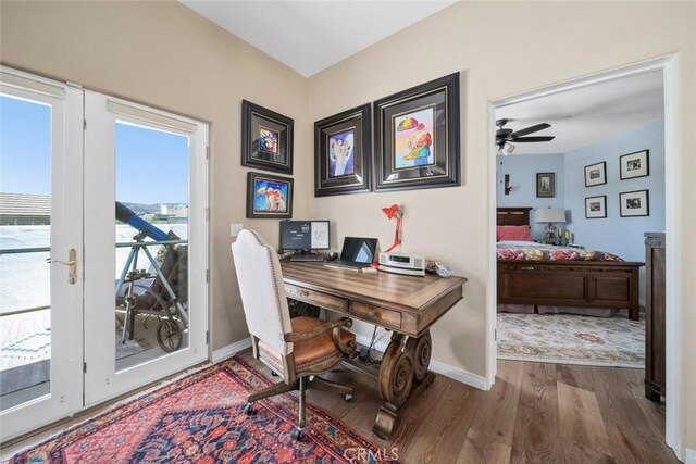 530 Bluerock Dr, San Luis Obispo, CA 93401 - office area featuring wood finished floors and ceiling fan
