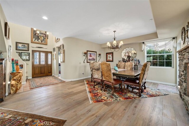 530 Bluerock Dr, San Luis Obispo, CA 93401 - dining space with a chandelier, wood-type flooring, healthy amount of natural light, and recessed lighting