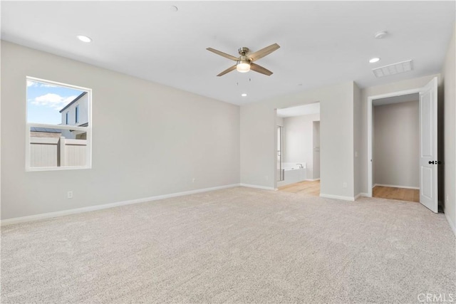 30071 Merrick Ln, Menifee, CA 92584 - empty room with ceiling fan, light colored carpet, and recessed lighting