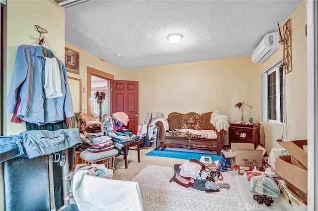 11847 Alabama St, Los Angeles, CA 90059 - carpeted bedroom featuring a wall unit AC and a textured ceiling