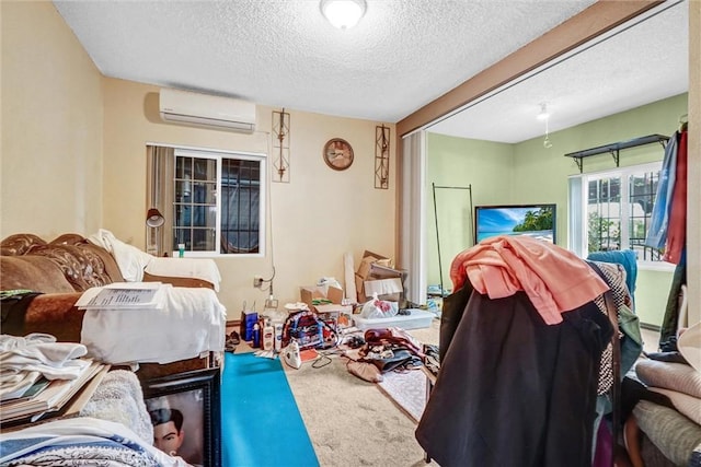 11847 Alabama St, Los Angeles, CA 90059 - carpeted bedroom with a wall mounted air conditioner and a textured ceiling