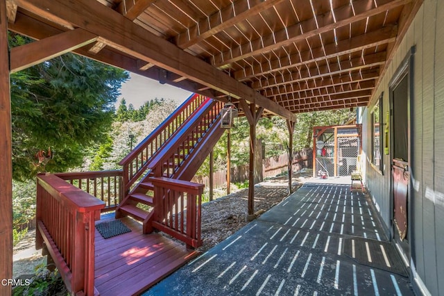 352 Cedarbrook Dr, Twin Peaks, CA 92391 - wooden deck with stairs and a fenced backyard