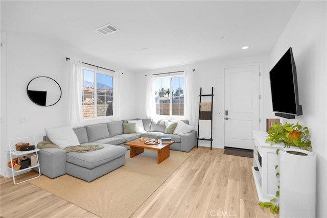 389 Allen Dr, Santa Paula, CA 93060 - living room featuring light wood finished floors and recessed lighting