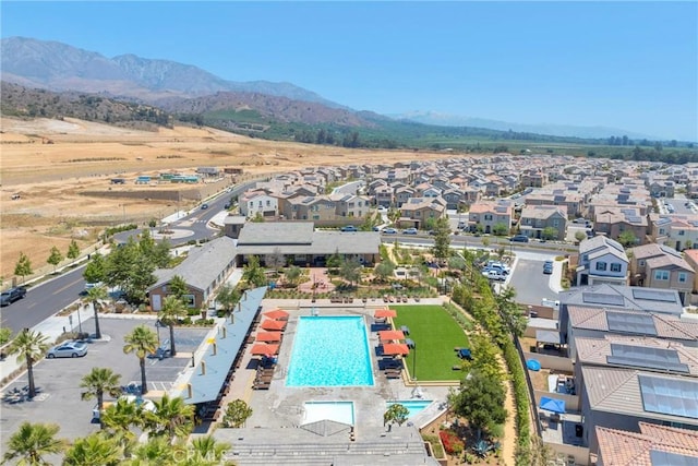 389 Allen Dr, Santa Paula, CA 93060 - aerial perspective of suburban area with a pool and mountains