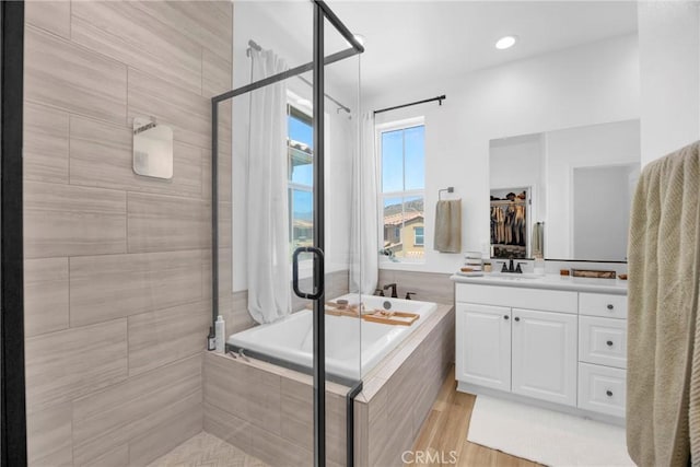 389 Allen Dr, Santa Paula, CA 93060 - full bathroom with a shower stall, a bath, and vanity