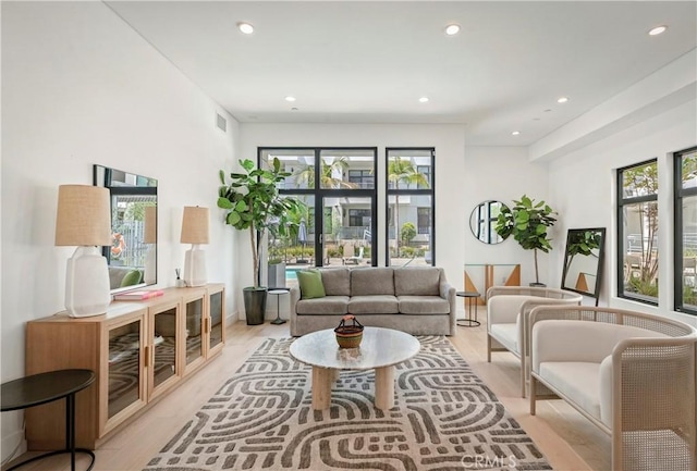 399 E Del Mar Blvd Unit 110, Pasadena, CA 91101 - living area with plenty of natural light, recessed lighting, and light wood finished floors