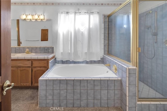 16912 Danbury Ave, Hesperia, CA 92345 - bathroom with a stall shower, vanity, and a bath
