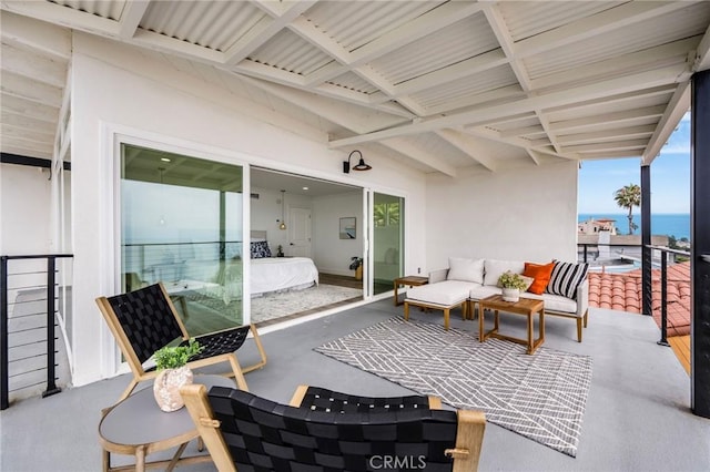32015 Point Pl, Laguna Beach, CA 92651 - patio / terrace with outdoor lounge area and a water view