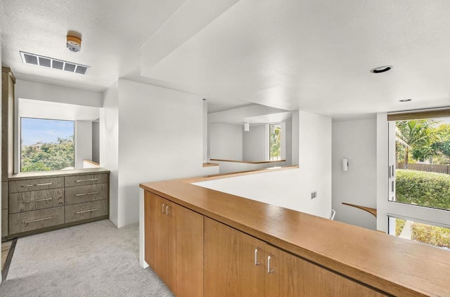 3112 N Mountain View Dr, San Diego, CA 92116 - hallway with light colored carpet and a textured ceiling