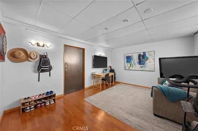 220 S Prospect Ave Unit 9, Redondo Beach, CA 90277 - living area with a drop ceiling and wood finished floors