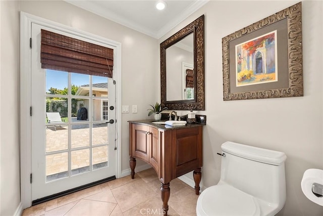 1831 Cockscrow Ln, North Tustin, CA 92705 - bathroom featuring ornamental molding, vanity, and tile patterned flooring