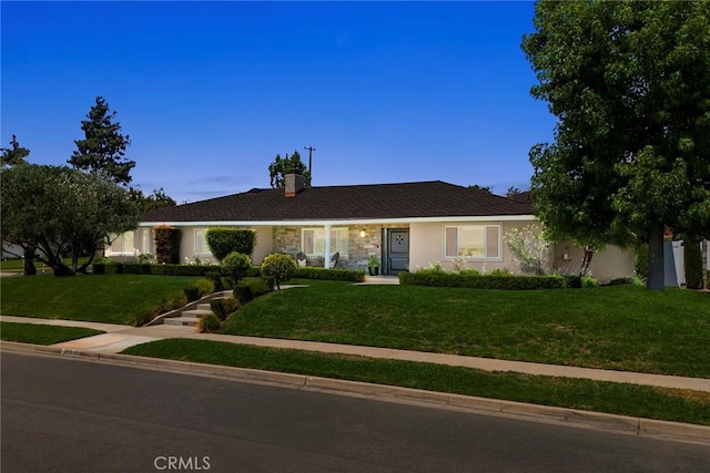 1831 Cockscrow Ln, North Tustin, CA 92705 - single story home featuring a chimney, a front lawn, and stucco siding