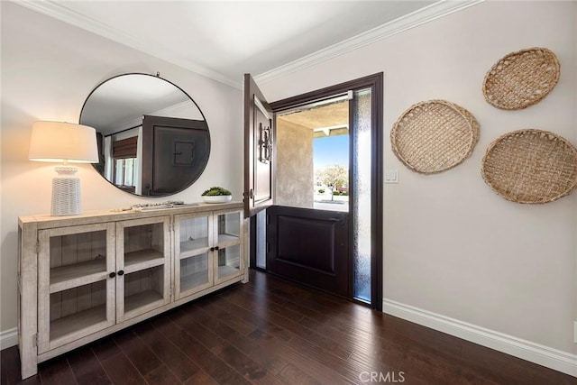 1831 Cockscrow Ln, North Tustin, CA 92705 - foyer entrance featuring dark wood-style flooring and crown molding