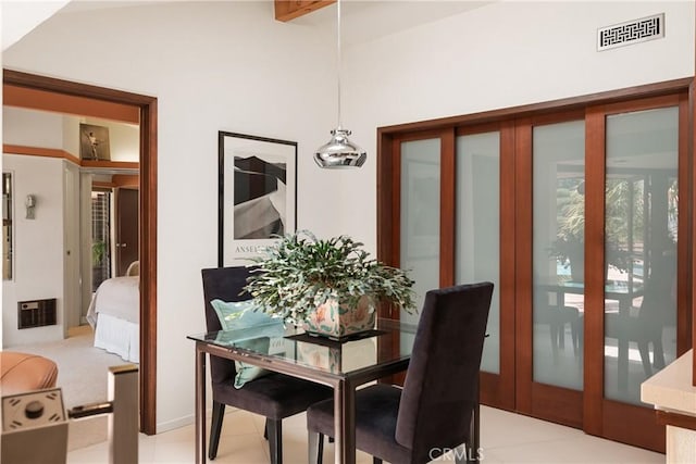 1501 Clearview Ln, North Tustin, CA 92705 - dining room featuring vaulted ceiling and light tile patterned floors