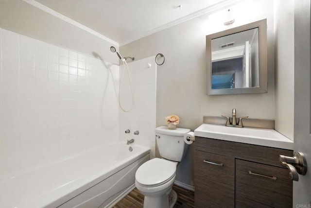10150 Sierra Madre Rd, Spring Valley, CA 91977 - full bath featuring vanity, crown molding, washtub / shower combination, and wood finished floors