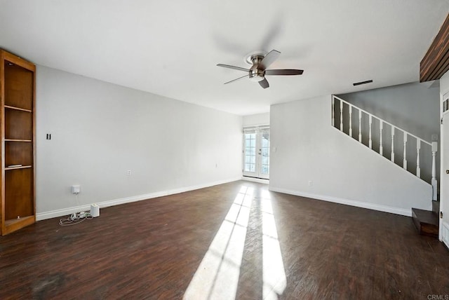 10150 Sierra Madre Rd, Spring Valley, CA 91977 - unfurnished living room featuring a ceiling fan, stairway, and wood finished floors