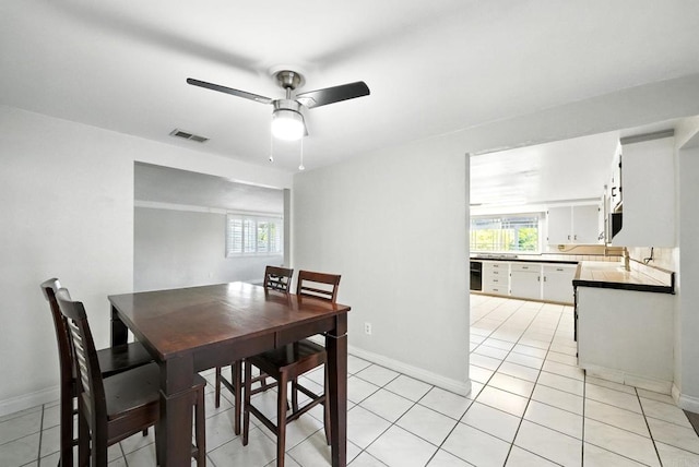 10150 Sierra Madre Rd, Spring Valley, CA 91977 - dining area with a ceiling fan, plenty of natural light, and light tile patterned floors