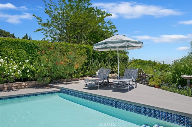 17248 Barneston Ct, Granada Hills, CA 91344 - view of swimming pool featuring a patio and a fenced backyard