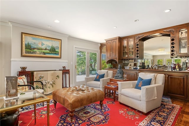 17248 Barneston Ct, Granada Hills, CA 91344 - living area featuring crown molding and recessed lighting
