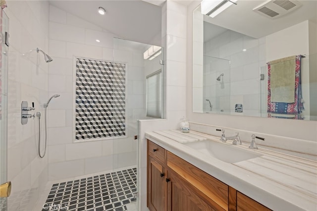 17248 Barneston Ct, Granada Hills, CA 91344 - bathroom with vanity and a stall shower