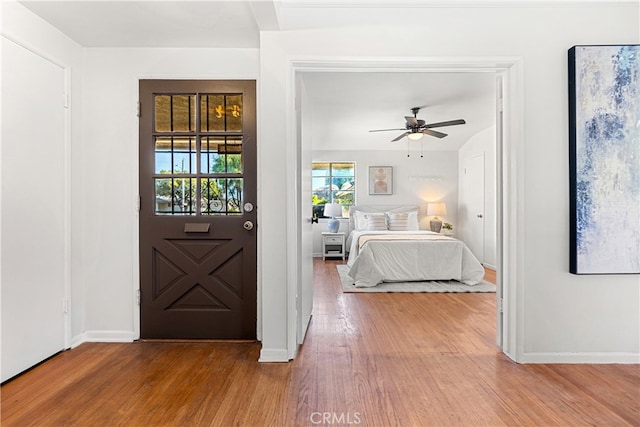 14819 San Feliciano Dr, La Mirada, CA 90638 - bedroom with wood finished floors and a ceiling fan