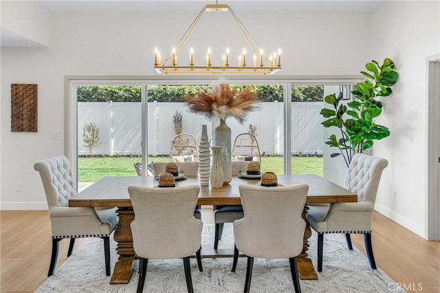 5621 E Carita St, Long Beach, CA 90808 - dining area featuring a chandelier, light wood-style floors, and plenty of natural light