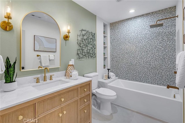 5621 E Carita St, Long Beach, CA 90808 - bathroom featuring vanity, shower / bath combination, and recessed lighting