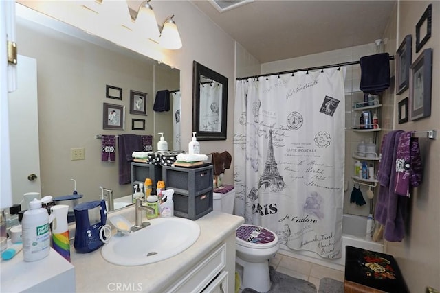 560 S 12th St, Grover Beach, CA 93433 - full bath with vanity, tile patterned floors, and shower / tub combo with curtain