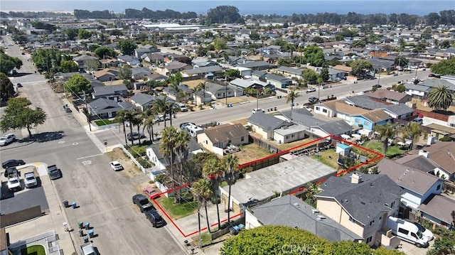 560 S 12th St, Grover Beach, CA 93433 - aerial perspective of suburban area featuring property boundaries highlighted