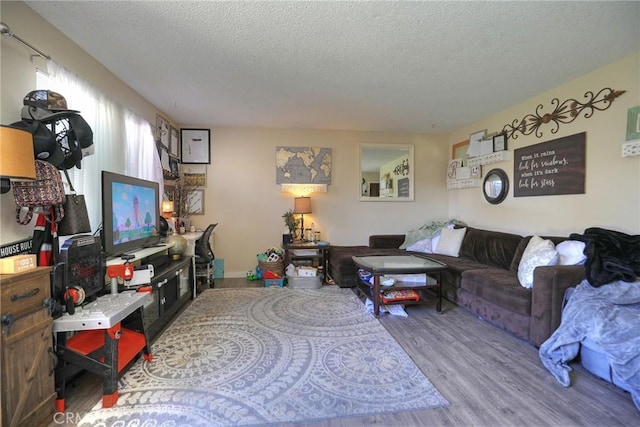 560 S 12th St, Grover Beach, CA 93433 - living room featuring wood finished floors and a textured ceiling