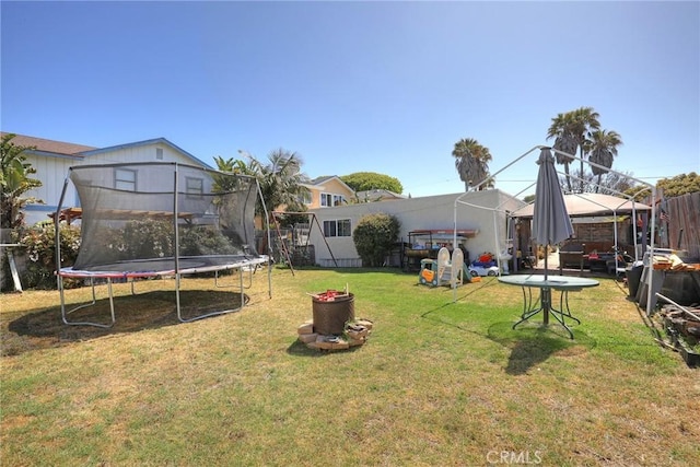 560 S 12th St, Grover Beach, CA 93433 - fenced backyard featuring a trampoline and a gazebo