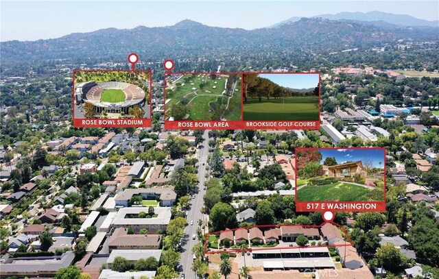 517 E Washington Blvd, Pasadena, CA 91104 - aerial overview of property's location with property parcel outlined and nearby suburban area