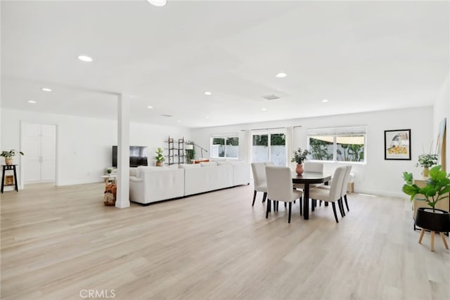 23414 Clarendon St, Woodland Hills, CA 91367 - dining space featuring light wood-style flooring and recessed lighting