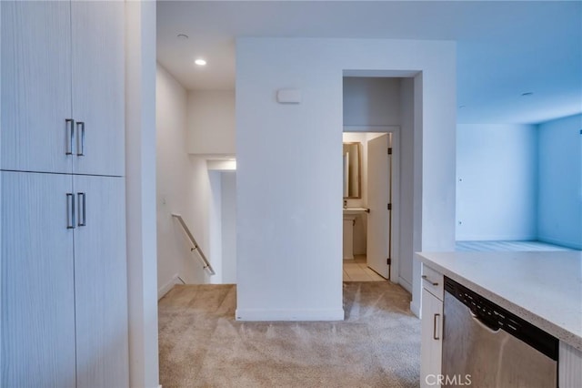 2823 Lily Ln, El Monte, CA 91733 - corridor with an upstairs landing and light colored carpet