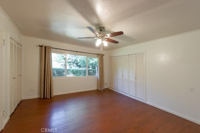 2158 N Ave, Chico, CA 95926 - unfurnished bedroom featuring wood finished floors, ornamental molding, and a ceiling fan