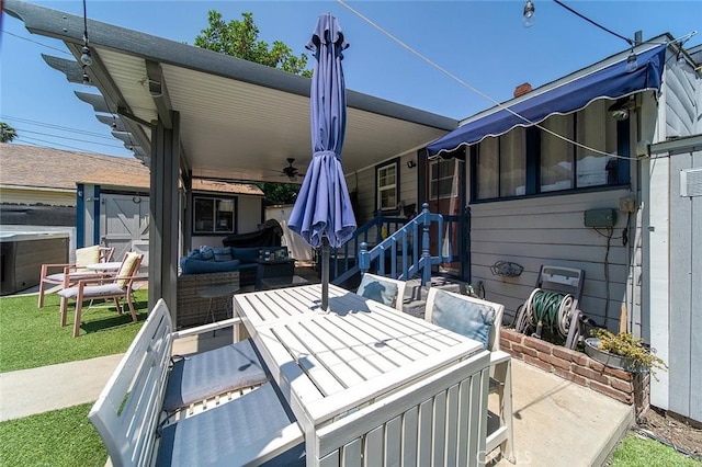 637 N 2nd Ave, Upland, CA 91786 - view of patio / terrace with a ceiling fan and outdoor dining area