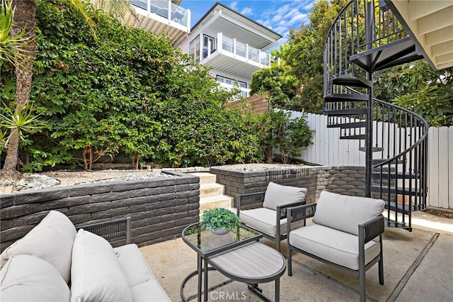 1094 Katella St, Laguna Beach, CA 92651 - view of patio / terrace with stairs and an outdoor hangout area