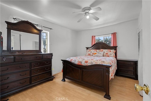 178 E 49th St, Los Angeles, CA 90011 - bedroom featuring light wood-type flooring and a ceiling fan