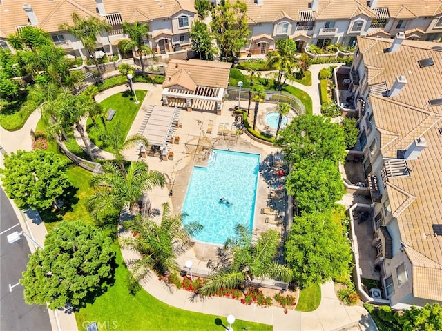 1026 N Turner Ave Unit 223, Ontario, CA 91764 - aerial view of residential area with a pool area