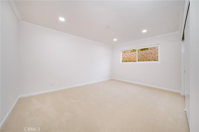 3823 Via Manzana, San Clemente, CA 92673 - empty room featuring light carpet, crown molding, and recessed lighting